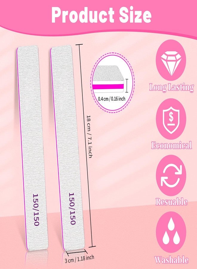 BLESWIN 25pcs Nail Files 150 Grit, BLESWIN 150/150 Grit Nail Files, Jumbo Nail Files for Acrylic Nail, Nail Filer for Poly Nail Extension, Double-Sided Emery Board Nail Filer for Manicure, Pedicure - Image 2
